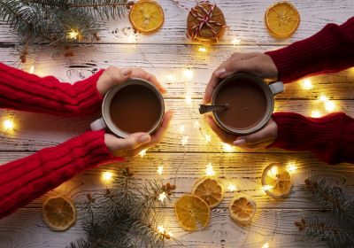 sortir aux Orres apero chocolat chaud hiver