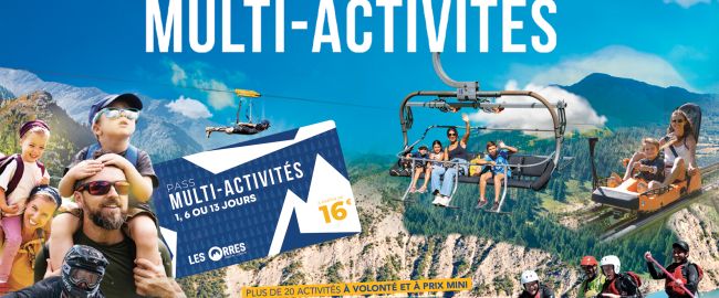 Le Pass Multi-Activités aux Orres, activités gratuites ou réduites en famille ou entre amis dans les Hautes-Alpes