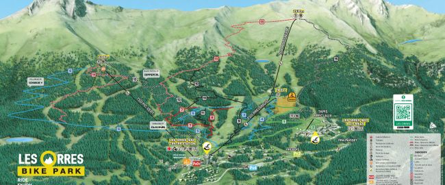 Plan pistes VTT Bike Park Les Orres été 2026