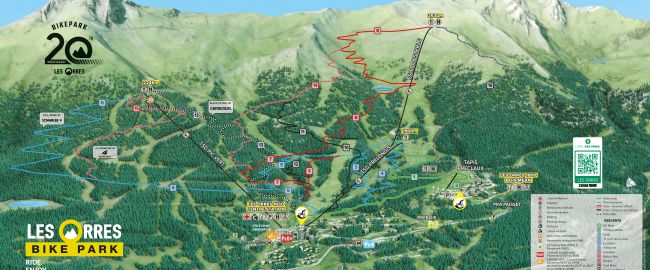 Plan Bike park Les Orres, VTT de descente dans les Alpes du sud