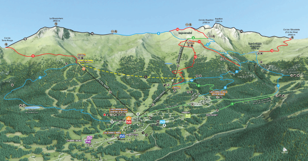 Couverture plan randonnées 2024 Les Orres, Alpes du sud