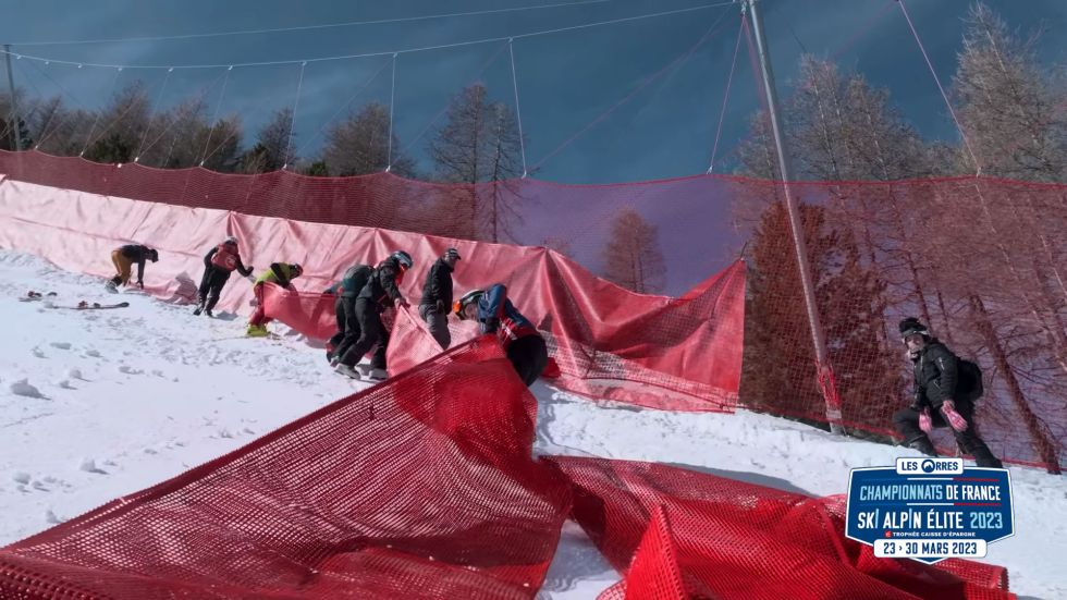 Préparation de La Pousterle pour le Championnat de Ski Alpin
