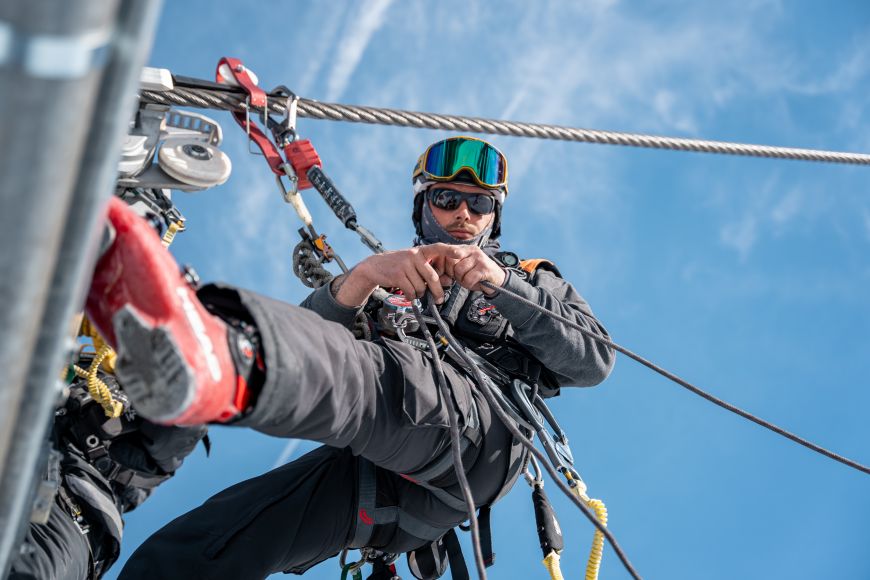 Excercice évacuation station de ski et remontées mécaniques Les Orres, Alpes du sud