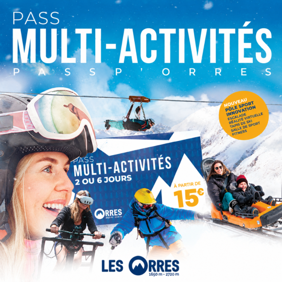 Pass multi-activités hiver 2027 ski et activités aux Orres, Alpes du sud
