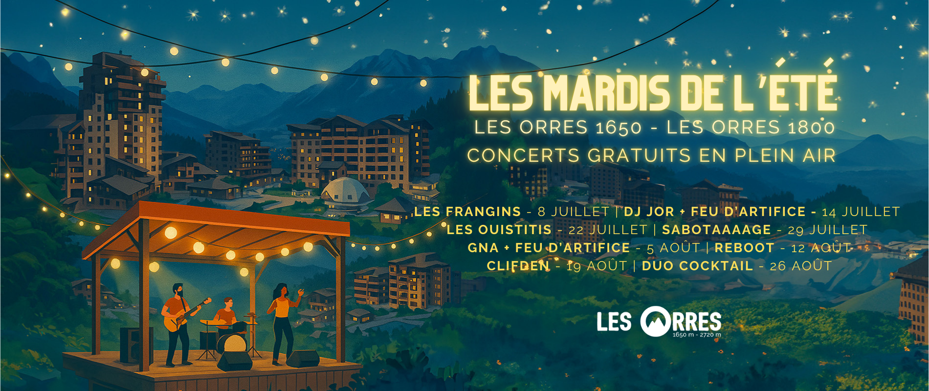 Les mardis de l'été, concerts gratuits aux Orres, Alpes du sud