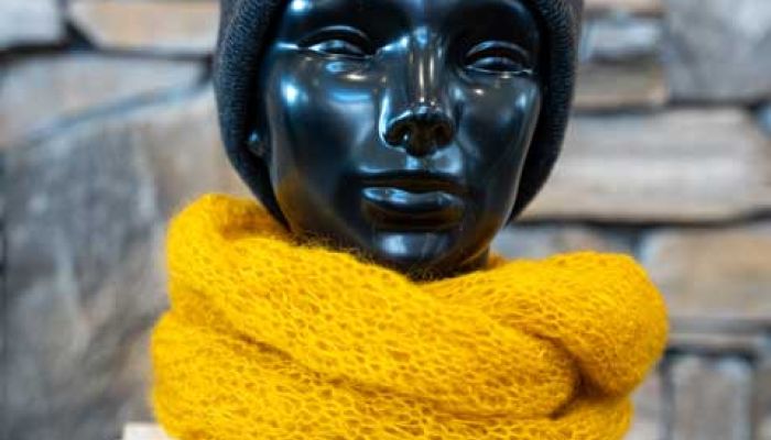 Snood jaune mohair Les Orres boutique