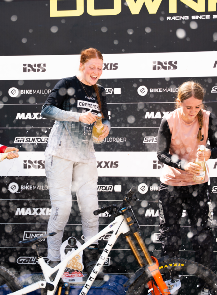 Le podium de l'Ixs Downhill Cup aux Orres, dans les Hautes-Alpes