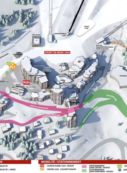 Plan station les Orres 1650, centre station
