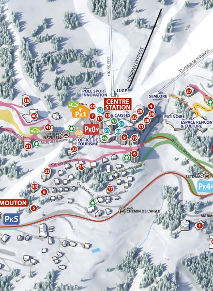 Les Orres 1650 Station Parkings+Hébergements hiver 2025-2026
