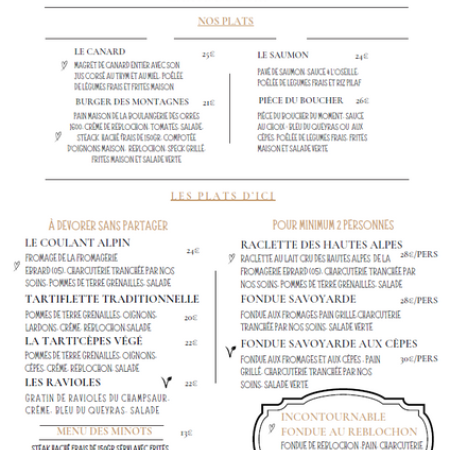 Chez Marius_Les Orres - Chez Marius_Les Orres Carte du soir