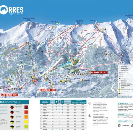 Plan des pistes hiver 24-25, station Les Orres, Hautes-Alpes